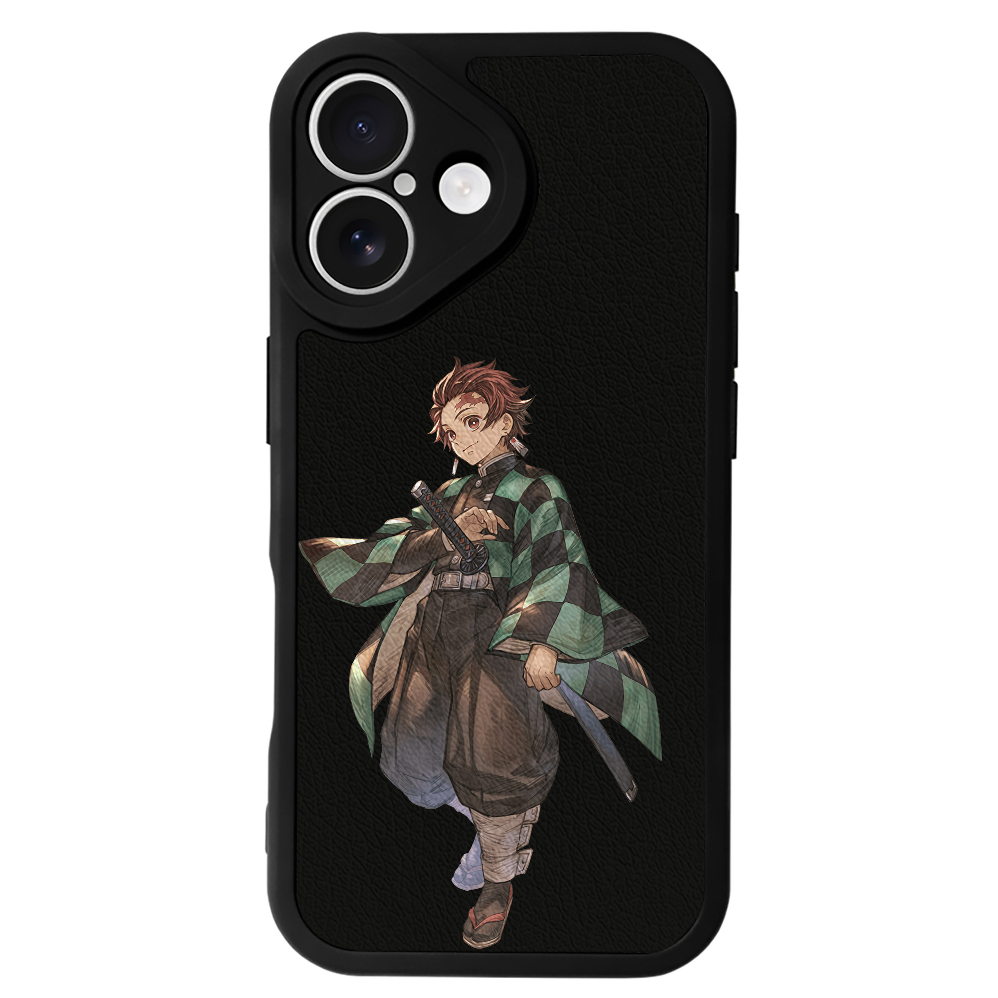 （画像用） 鬼滅の刃 竈門 炭治郎／かまど たんじろう Kamado Tanjirou 【iPhone 16シリーズ対応】シリコンスマホケース（レザー調） 材質：シリコン